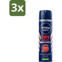 Nivea - Men - Deo Spray - Dry Impact - 48 Uur Lang Werkend - 150 ml - Bulkverpakking - 3 stuks