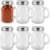 Home Deco Factory kruidenpotje - 6x - glas - 120 ml - 5 x 9 x 5 cm - transparant - kruidenstrooier