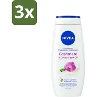 Nivea 3 x Douchecrème Cashmere & Cotton Seed Oil 250 ml - Douchegel Cashmere - Beschermende Douchegel - Cashmere Geur - Huid Verzorgen - Huid Hydrateren