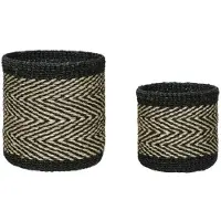 Hubsch Criss Cross Manden Zwart/Naturaal (set van 2)
