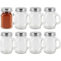 Home Deco Factory kruidenpotje - 8x - glas - 120 ml - 5 x 9 x 5 cm - transparant - kruidenstrooier