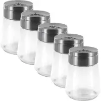 Home Deco Factory kruidenpotjes - 5x - glas - 80 ml - transparant - met strooier