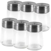 Home Deco Factory kruidenpotjes - 6x - glas - 80 ml - transparant - met strooier