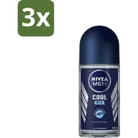 Nivea - Deo Roll-On - Men - Cool Kick FM - Anti-Transpirant - 50 ml - Bulkverpakking - 3 stuks
