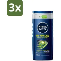 Nivea - Men - Energy Douchegel - Langdurig Fris Gevoel - 250 ml - Bulkverpakking - 3 stuks