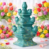 Heinen Delfts Blauw Porseleinen vaas Delfts Blauw tulpenvaas stapelgekte bloemenprint
