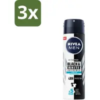 Nivea Men Deodorant Spray Invisible for Black & White Fresh 150 ml - Bulkverpakking - 3 stuks