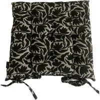 Mica Decorations Mica Flower Tuinstoelkussen Zwart 46x46x7 cm – Comfortabel Stoelkussen met Vulling en Touwtjes