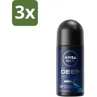 Nivea - Men - Deodorant - Roller - Deep Beat - 48 Uur Lang Werkend - 50 ml - Bulkverpakking - 3 stuks