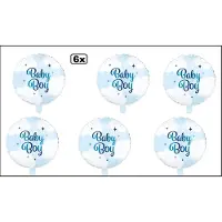 Wefiesta 6x Luxe Folieballon Baby Boy blauw (45 cm) - NIET geleverd met helium - Thema feest land festival party fun folie ballon geboorte