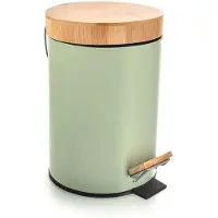 Orion Greenish Serie - Metaal en Bamboe Afvalemmer - 3l - Groen
