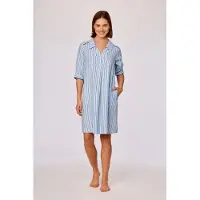 Woody slaapkleed dames - blauw gestreept - 261-10-XDW-W/991 - maat S