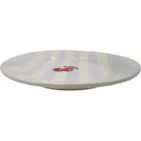 Dishes & Deco Ontbijtbord Fruity Cherry – Lila/Wit Gestreept – Aardewerk – ø 20 cm -