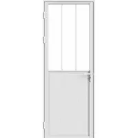 Vente-unique Omkeerbaar deurblok in aluminium en gehard glas in atelierstijl - H204 x B83 cm - Wit - ERMELO
