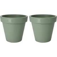 Pro Garden Plantenpot/bloempot Botanic - 2x - Tuin buiten - kunststof - donkergroen - Dia 20 cm - rond