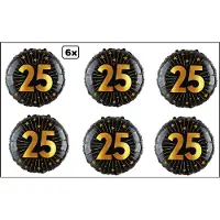 Partyxplosion 6x Luxe Folieballon 25 jaar (45 cm) - NIET geleverd met helium - Thema feest land festival party fun folie ballon