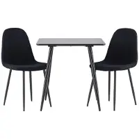 Ebuy24 Polar eethoek tafel 75x75cm en 2 teddy stoelen zwart.