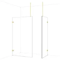 Maxaro Diamond Inloopdouche | 120x90 cm Glanzend lichtgoud Helder glas 2 vaste wanden