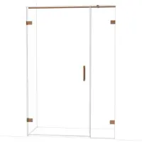 Maxaro Diamond Douchedeur | 135 cm Glanzend koper Helder glas Draaideur