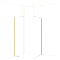 Maxaro Diamond Inloopdouche | 110x60 cm Glanzend lichtgoud Helder glas 2 vaste wanden