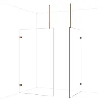 Maxaro Diamond Inloopdouche | 120x110 cm Glanzend koper Helder glas 2 vaste wanden