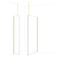 Maxaro Diamond Inloopdouche | 120x40 cm Glanzend lichtgoud Helder glas 2 vaste wanden