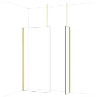 Maxaro Diamond Inloopdouche | 100x40 cm Glanzend lichtgoud Helder glas 2 vaste wanden
