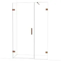 Maxaro Diamond Douchedeur | 125 cm Glanzend koper Helder glas Draaideur
