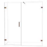 Maxaro Diamond Douchedeur | 175 cm Glanzend koper Helder glas Draaideur
