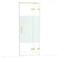 Maxaro Diamond Douchedeur | 80 cm Lichtgoud Helder met matte strook Draaideur