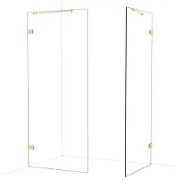 Maxaro Diamond Inloopdouche | 90x90 cm Glanzend lichtgoud Helder glas 2 vaste wanden
