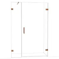 Maxaro Diamond Douchedeur | 135 cm Glanzend koper Helder glas Draaideur