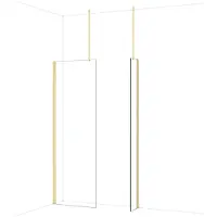 Maxaro Diamond Inloopdouche | 70x30 cm Glanzend lichtgoud Helder glas 2 vaste wanden