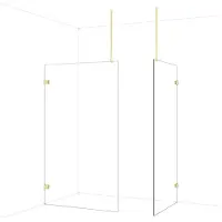 Maxaro Diamond Inloopdouche | 120x100 cm Glanzend lichtgoud Helder glas 2 vaste wanden