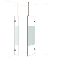 Maxaro Diamond Inloopdouche | 90x30 cm Glanzend koper Helder met matte strook 2 vaste wanden