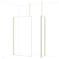 Maxaro Diamond Inloopdouche | 110x60 cm Glanzend lichtgoud Helder glas 2 vaste wanden