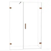 Maxaro Diamond Douchedeur | 135 cm Glanzend koper Helder glas Draaideur