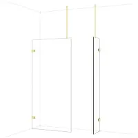 Maxaro Diamond Inloopdouche | 100x40 cm Glanzend lichtgoud Helder glas 2 vaste wanden