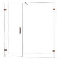 Maxaro Diamond Douchedeur | 185 cm Glanzend koper Helder glas Draaideur