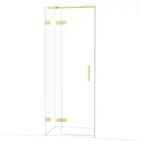 Maxaro Diamond Douchedeur | 80 cm Lichtgoud Helder glas Draaideur