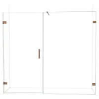 Maxaro Diamond Douchedeur | 225 cm Glanzend koper Helder glas Draaideur