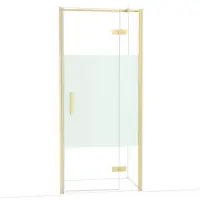 Maxaro Diamond Douchedeur | 90 cm Lichtgoud Helder met matte strook Draaideur