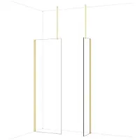 Maxaro Diamond Inloopdouche | 70x40 cm Glanzend lichtgoud Helder glas 2 vaste wanden