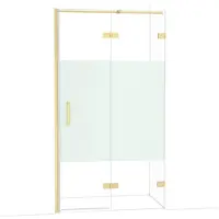 Maxaro Diamond Douchedeur | 110 cm Lichtgoud Helder met matte strook Draaideur
