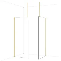 Maxaro Diamond Inloopdouche | 100x90 cm Glanzend lichtgoud Helder glas 2 vaste wanden