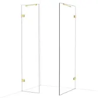 Maxaro Diamond Inloopdouche | 90x50 cm Glanzend lichtgoud Helder glas 2 vaste wanden