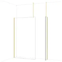 Maxaro Diamond Inloopdouche | 120x30 cm Glanzend lichtgoud Helder glas 2 vaste wanden