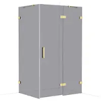 Maxaro Diamond Douchecabine | 120x90 cm Glanzend lichtgoud Rookglas Draaideur Rechthoek