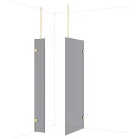 Maxaro Diamond Inloopdouche | 90x30 cm Glanzend lichtgoud Rookglas 2 vaste wanden