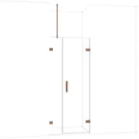 Maxaro Diamond Douchedeur | 85 cm Glanzend koper Helder glas Draaideur